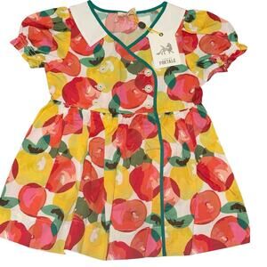 NWT Finding Foxtale Apple Pie Dress Watercolor Apple Print Size 3
